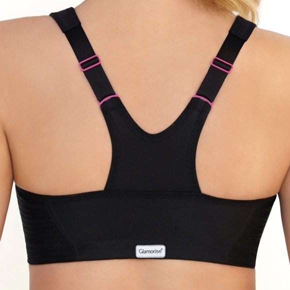 Set of 3! 42B Glamorise SPORT Bra (HIGH-IMPACT) Black (RACERBACK) T-Back Zip NEW - Picture 5 of 16